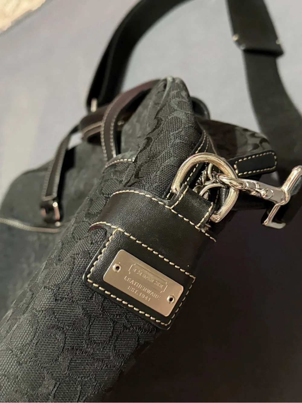 Coach Hudson Black Signature Jacquard Messenger Bag